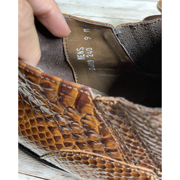 Stacy Adams Ankle Boots Mens 9 Sunset Brown Snake Embossed Dressy - Picture 9 of 10